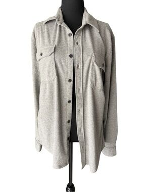 Kenneth Cole Gray Herringbone Button-Front Shirt Jacket